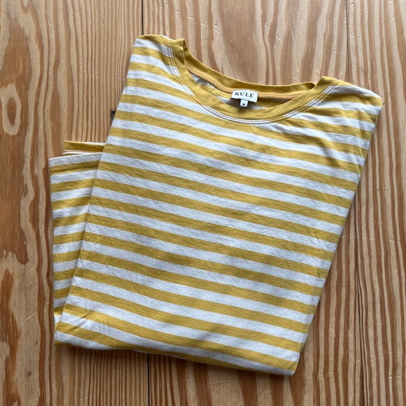 KULE Tops - Kule Long Sleeve Tee, Size M, Yellow Stripe